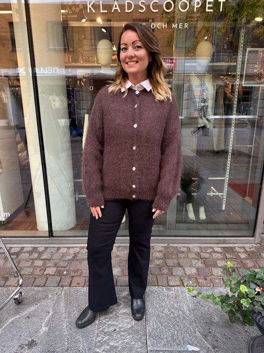 Kid mohair kofta, brun