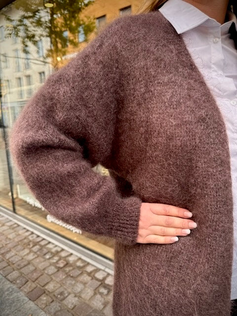 Kid mohair lång kofta, brun