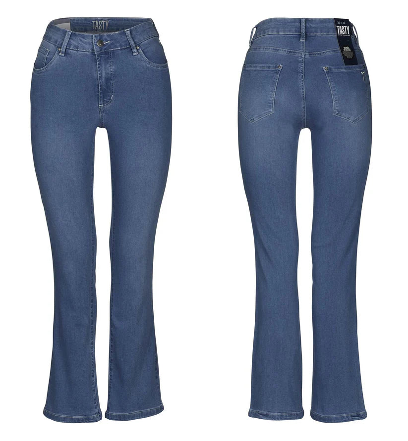 Flare Jeans Valeria i Stretch denim, Ljus Stonewash