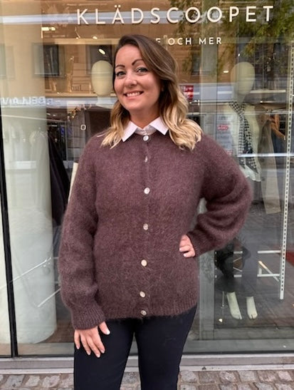 Kid mohair kofta, brun
