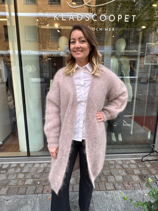 Kid mohair lång kofta, beige