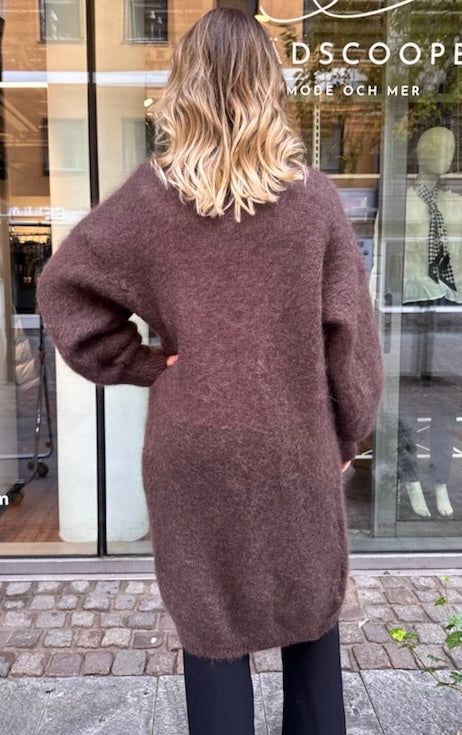 Kid mohair lång kofta, brun