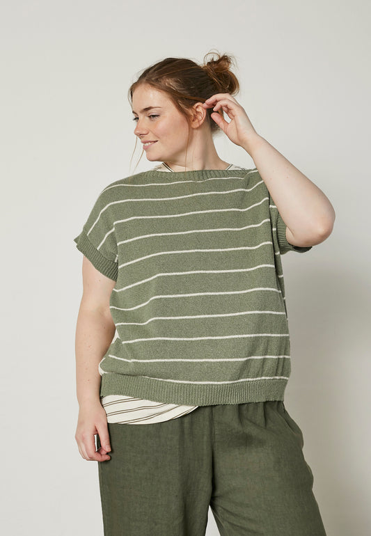 Stickad pullover blus Yara - Khaki grön