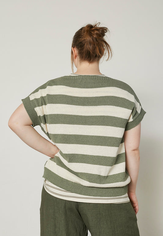Stickad pullover blus Yara - Khaki grön