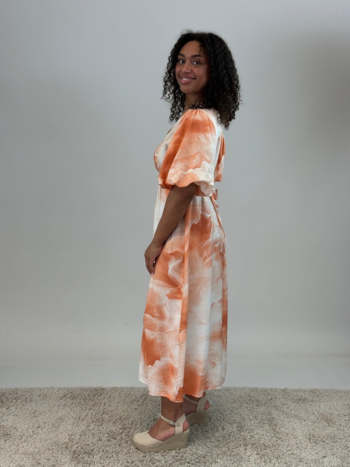 Mönstrad klänning Camille - Orange