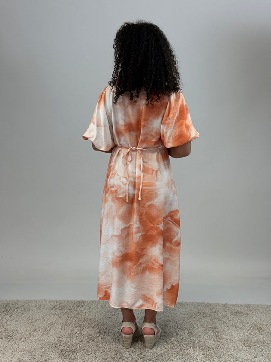 Mönstrad klänning Camille - Orange